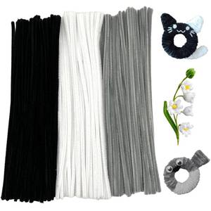 lot 2197 image: Apedoixy 300pcs Pipe Cleaners Craft Bulk,3 Assorted Colors Pipe Cleaners,6mm x 12inch Thick Fuzzy Chenille Stem Sticks for Craft Art DIY Projects Decorations (White,Black,Grey)