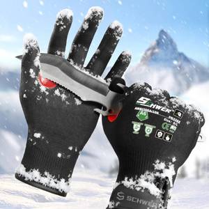 lot 2216 image: Schwer FreezeGuard Winter Work Gloves for Men and Women, ANSI A6 Cut Resistant Gloves With Super Grip, Freezer Glove for Work, Touchscreen, Thermal Insulated, PR3388, Black Knight (L, 1 Pair)