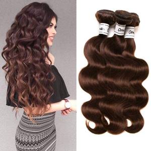 lot 6108 image: Chocolate Color Light Brown Body Wave Bundles Human Hair Brazilian Hair Extensions Sew In 9A Grade 100% Unprocessed Virgin Remy Human Hair Weave Extensions (Body 4#, 16 18 20)