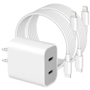 lot 6119 image: iPhone 14 Super Fast Charger,Dual Port USB C Chargers,iPhone Charger Fast Charging Block,Quick Apple USB C Wall Adapter Plug,2Pack Type C Lightning Cable For iPhone 14131211ProMaxMiNiXRSE8Plus