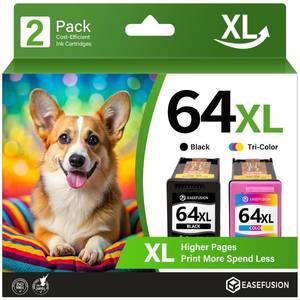 lot 6125 image: EaseFusion 64XL Black and Color Ink Cartridge Remanufactured Replacement for HP Ink 64 HP64 HP64XL Combo Pack Compatible with HP Envy Photo 7800 7855 7858 7100 7155 6200 6255 Tango X Series Printers