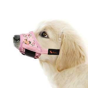 lot 6134 image: HEELE Dog Muzzle,Soft Nylon Muzzle Anti Biting Barking Chewing,Air Mesh Breathable Drinkable Adjustable Loop Pets Muzzle for Small Medium Large Dogs 4 Colors 4 Sizes (P-Pink Flower, S)