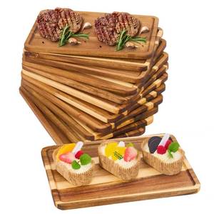 lot 6142 image: Defined Deco 12 Pcs Acacia Wood Plates Coated Foodoil, 8 x 12 Rectangular Wooden Serving Trays for D�cor, Cutting Board, Charcuterie Boards, Cheese Dessert Fruits Appetizers for Dinner Platters