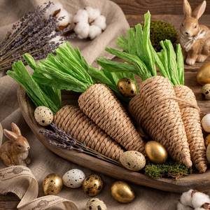 lot 6145 image: Weysat 6 Pcs Easter Artificial Carrots Decorations 7.8 Fake Foam Jute Carrot for Bunny Decor Rustic Farmhouse Spring Easter Basket Table Centerpiece for Home Kitchen Party Vegetable Gift Vase Filler