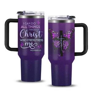 lot 6151 image: Christian Gifts for Women, 40 oz I Can Do All Things Christ Tumbler With Handle, Inspirational Religious Birthday Gifts for Faith Cup, Christian Jesus God Bible Verse Pastor Prayer Gift for Christmas one tumbler
