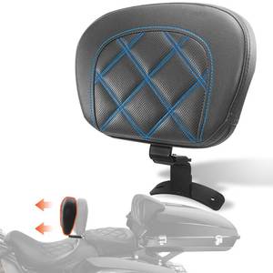 lot 6157 image: FOVPLUE Rider Backrest,Adjustable Driver Backrest Pad Kit fits for Harley Touring CVO Road Glide Road King Electra Glide Street Glide FLHR FLTRX FLHX FLHT 2009-2023,Double Blue Stitching