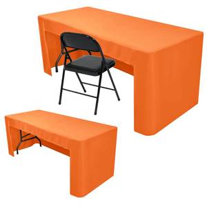 lot 6174 image: Nasitos 2 Pack 6 Fitted Tablecloth Orange Trade Show Table Cloth-Open Back Valentines Tablecloth Washable and Wrinkle Resistant Rectangular Trade Show Table Cover for Parties, Banquet, Baby Shower