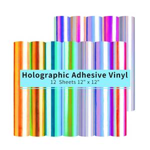 lot 6180 image: HTVRONT Holographic Vinyl - 12 Sheets 12 x12 Holographic Permanent Vinyl for All Cutting Machine - Easy to Weed & Transfer Iridescent Craft Adhesive Vinyl Sheets
