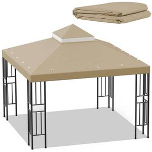 lot 6190 image: Sumfaller 10x10 FT Gazebo Replacement Canopy Top Cover Double Tiered Canopy Top Cover for Outdoor BBQ Roof Cover Grill Shelter (Brown)