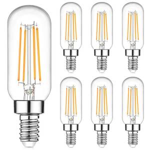 lot 6200 image: E12 Edison LED Light Bulbs 40 Watt Equivalent Candelabra, Dimmable 2700K Warm White T6 Clear LED Bulbs 4W 400lm Vintage T25 for Chandelier Ceiling Fan, Tubular Small Filament Bulbs, 6 Packs