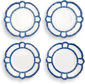 lot 6202 image: Twos Company Set of 4 Blue Bamboo Touch Accent Plate
