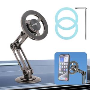 lot 6206 image: UTEBIT Universal 360° Pro Magnetic Car Phone Holder, Alloy Folding Magnetic Cell Phone Holder for Car, Strong Suction & Adjustable Phone Mount, Support for iPhone and Android All Mobile Phones, Black