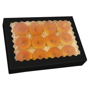lot 6211 image: qiqee Auto-pop Up Black Cookie Box with Window 16x10.5x2.5 Inch 24Pcs Bakery Pastry Macaron Bakery Box for Packaging