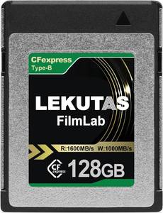 lot 6218 image: LEKUTAS 128GB CFexpress Type B Memory Card, R1600MBs W1000MBs CFX xqd Cards Type B for Cameras 8K RAW, Compatible with Nikon Z6Z7D6, Canon EOS-1DXMark IIIEOS-R5, Panasonic S1S1R, DJI Ronin 4D