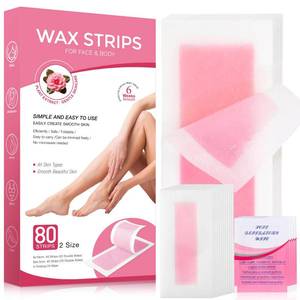 lot 6219 image: Wax Strips for Hair Removal, Wax Strips, Waxing Kit For Women Face, Body, Arms, Legs, Chest, Back, Bikini Wax Strips, Waxing Hair��Removeal Kit with 80PCS  4 Calming Oil Wipes