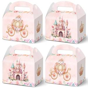 lot 6220 image: KALEFO 12pcs Princess Party Favor Boxes Pink Castle Pumpkin Carriage Paper Treat Boxes for Gender Reveal Party Wedding Supplies