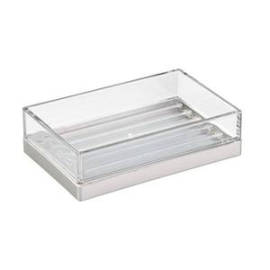 lot 6225 image: iDesign Clarity BPA-Free Plastic Bar Soap Dish-5 x 3.25 x 1.34, ClearBrushed Nickel, 18-Inch by 16-Inch