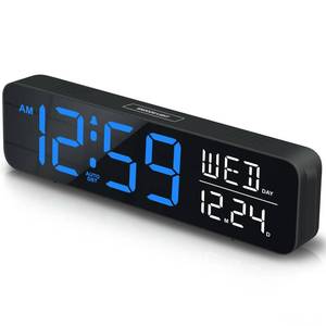 lot 6226 image: Peakeep Large Display Digital Alarm Clock for Bedrooms, Date Day of Week Calendar Desk Table Clocks for Living Room Office, Dimmable Plug in Electric Clock, 5 Volumes, Loud, Auto DST