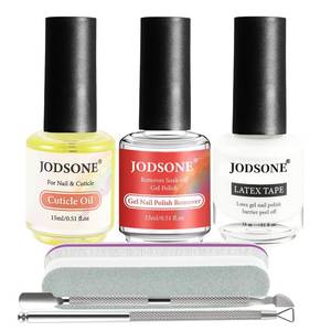 lot 6241 image: JODSONE Gel Nail Polish Remover Kit - Set with 15ml Gel Nail Polish Remover, Cuticle Oil and Latex Tape, and Complete Remover Manicure Tool Set, No Soaking