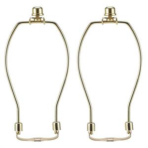 lot 6249 image: A8 Inch Brass Lamp Harp Holder Kits with Finials and Detachable Saddle Bases, Light Duty, Saangseon Set of 2 DIY Lighting Accessories Horn Frame Lampshade Brackets
