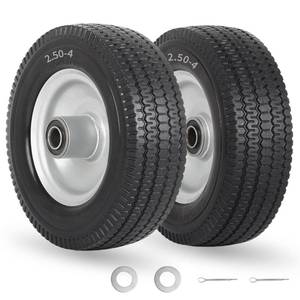 lot 6251 image: GICOOL 8-Inch Flat-free Tire, 2.50-4 Solid Tire and Wheel, 58 Bearings, 2.2 Offset Hub for Hand Truck Garden Wagon Trolley Dolly Replacement, 2 Pack