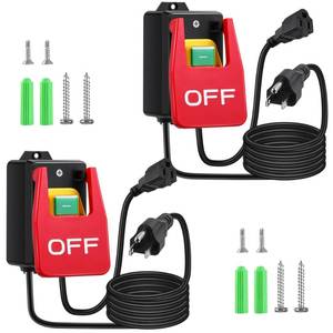 lot 9147 image: Dreyoo 2 Pack 120230V Single Phase On0ff switch, 120V 2HP Router Table Switch with Large Stop Sign Paddle Easy Contact for Fast Power Off for Table Saw and Other Electrical Equipment (1 Female Plug)
