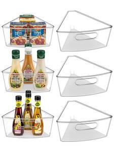 lot 9171 image: JEISSLIA Lazy Susan Cabinet Organizer Bins for 26 28 32 Diameter Corner Organizer, Plastic Cabinet Storage Bin, 18 Wedge - Food Safe, BPA Free, with Non-Slip Pads (for 28 Diameter, 6 Pack)