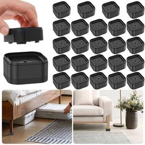 lot 9177 image: 24 Pack Risers Adjustable Bed Risers Desk Leg Risers 1.38 Stackable Heavy Duty Bed Lifts Risers Square Bed Raising Blocks for Mattress Table Leg Desk Chair Couch Sofa Dorm, Black