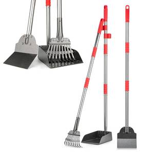lot 9180 image: FUSBUNTY Pooper Scooper, Long Handle Dog Pooper Scooper, Heavy Duty Stainless Steel Rake with Tray & Spade Set for Pet Waste Removal, for Grass, Dirt or Gravel
