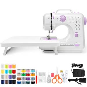 lot 9187 image: Sewing Machine with Extension Table, Mini Sewings Machines Portable Electric Sewing Machine, 12 Stitches Sewing Machines with LED Light, Sewings Accessory Kit, Ideal for Clothing, Pillowcases, Sheets