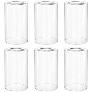 lot 9193 image: Hedume 6 Pack Clear Glass Shades Replacement, 5.7 Height - 3.5 Diameter - 1.7 Fitter, High Transmittance Clear Cylinder Glass Lamp Shade Replacement for Wall Sconces, Pendant Light, Floor Lamps