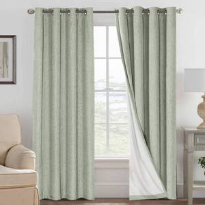 lot 10127 image: H.VERSAILTEX Bedroom Curtains Blackout, Sage Green Linen Blackout Curtains 84 Inches Long, 100% Blackout Thermal Textured Linen Look Curtain Draperies Grommet with White Liner, 2 Panels