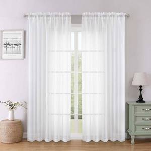 lot 10140 image: Lecloud White Sheer Curtains 78 Inches Long 2 Pcs, Elegant Window Treatments Light Filtering Living Room Curtains for Bedroom, Rod Pockets Voile Drapes for Dining Room, Each Panel 59 W x 78 L