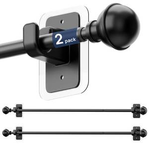 lot 10157 image: ENJOYBASICS 2 Pack No Drill Curtain Rods for Window 28 to 60 Inches, 58 Inch Diameter Renter Friendly Drapery Rod with Adhesive Brackets without Drilling, Adjustable from 27 to 65 Inches, Black