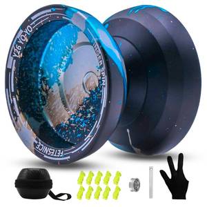 lot 10158 image: FETESNICE Y26 Professional Butterfly Yo-Yo - Dual Mode ResponsiveUnresponsive Finger Spin Yoyo for Kids, Adults & Competition Players  Pro Yo-Yo with 10 Strings  Case & Gloves��Black Blue Sliver��