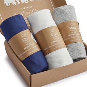 lot 10162 image: TotCare Bassinet Sheets 20x30 Inch for Graco Travel Lite Crib, Sense2Snooze, My View 4 in 1, Dream Suite and Guava Bassinet - Buttery Soft, Premium Stretchy Jersey Sheets, Navy  Grey  Cloud, 3 Pack