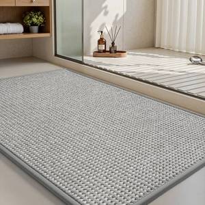 lot 10177 image: MontVoo Bath Mat,Chenille Absorbent Bathroom Mat Quick Dry Rubber Backed Bathroom Rugs Non Slip Washable Bath Mats,Ultra Thin Bathroom Rugs Fit Under Door,20x32,Grey
