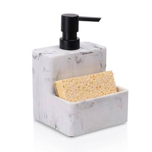 lot 10184 image: zccz Soap Dispenser with Sponge Holder, Marble Look Liquid Hand and Dish Soap Dispenser Pump Bottle and Sponge Holder 2 in 1 for Kitchen Sink Bathroom Counter Storage and Organization