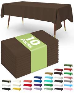 lot 10185 image: Pureegg Plastic Table Cloth Disposable 10 Pack, 54 x 108 Inch Table Cloths, Party, Thanksgiving Decorations, Harvest, Fall Tablecloths, Rectangle, Plastic Cover, Leakproof & Sturdy, Brown