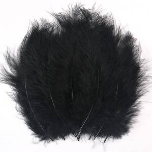 lot 10188 image: 200pcs 4-6 Inches Fluffy Turkey Marabou Black Feathers for Crafts Dreamcatcher Fringe Trim Colored Feathers Accessories Pack