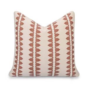 lot 10195 image: Crumbs Home Modern Farmhouse California Casual Indoor Outdoor Throw Pillow Cover, 20x20 Water Repellent for Patio, Backyard, Couch, Poolside, Earth Tone Rust Orange Neutral Print Leaves Stripes
