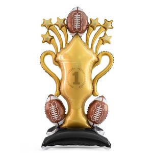 lot 10199 image: Football Party Decorations, 59 Inch Standing Football Champion Trophy Balloons for Party Supplies, Sports Theme Birthday, Game Day Celebration, Outdoor & Indoor Photo Backdrop