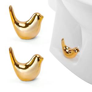 lot 10209 image: 2pcs Toilet Caps for Bottom of Toilet Small Bird Decorative Toilet Bolts��Ceramic Birds Toilet Bolt Covers Easy Installation Set for Bathroom Decor (gold A)