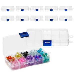 lot 11040 image: Juvale 12-Pack Mini Tackle Box Organizer - Clear Plastic, 5 x 2.6 x 0.8 In - Customizable Dividers for Screw & Bead Storage - Craft & Earring Storage Containers