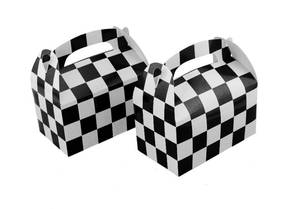 lot 11056 image: Adorox Set of 24 Checkered Racing Treat Boxes - Race Car Theme Party Favors, Birthday Party Supplies, Gift Boxes for Kids, Party Decorations