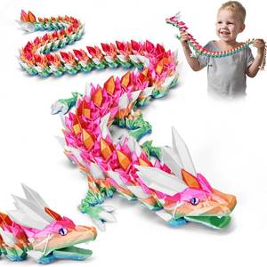 lot 11082 image: SHUWND 24inch Large 3D Printed Dragon, Open-Mouthed Full, Big Articulated Crystal Dragon, Home Office Decor Executive Desk Present