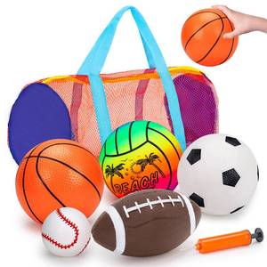 lot 12005 image: 5 Pack Sports Balls for Toddlers 1-3 Outdoor Toys Football Soccer Basketball Baseball with Bag 1 2 3 Year Old Boy Toys Sport Bouncy Balls Outside Playground Toddler 1-3 2-4 3-5 Birthday Boys Gifts