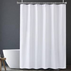 lot 12013 image: Amazer White Shower Liner Cloth Waterproof, White Shower Curtain Liner Fabric with Weighted Stones, Washable Shower Curtain and Liner 2-in-1, 120G Heavy Duty, 12 Grommet Holes, 72 x 72 Inches