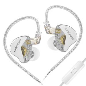 lot 12014 image: CCA CRA PRO in Ear Monitors, IEMs for Gaming, Ultra-Thin DLC Diaphragm Dynamic Driver Wired Gaming Earbuds, Deep Bass Clear Sound Ear buds IEM Headphones, in Ears for Singer Musician (Silver,with Mic)