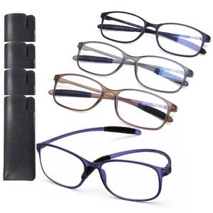 lot 12020 image: AQWANO 3.0 Reading Glasses for Men Women, Blue Light Blocking Computer Readers, 4 Pack TR90 Flexible Unbreakable Frames Lightweight Cheaters